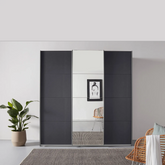 Rauch Forms Metallic Grey & Mirror 3 Door Sliding Wardrobe - Free Assembly - Pendle Village Furniture